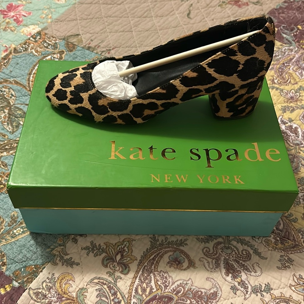 Kate Spade Calf Hair Block Heels in Leopard Print